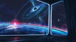 Schwarzes Loch Planetenansicht