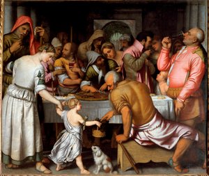 Bankett mit Osterlamm von Alessandro Bonvicino Moretto