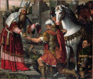 Begegnung von Abraham und Melchisedek (Gemälde) von Alessandro Bonvicino Moretto
