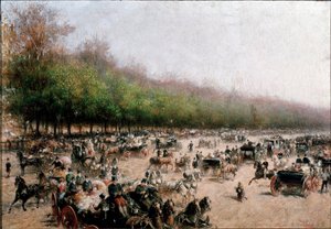 Ansicht des Kutschenverkehrs in der Nähe von Porta Venezia in Mailand (Gemälde, ca. 1850)