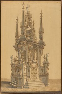 Prächtiger Katafalk zu Ehren von Johann III., König von Polen von Alessandro Galli Bibiena