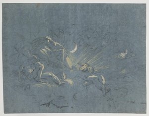 Selene und Endymion, Entwurf für ein Deckenbild von Alessandro Gherardini