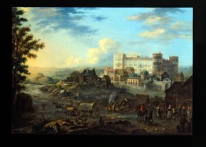 Ansicht von Danzig; Capriccio-Ansicht eines Palastes