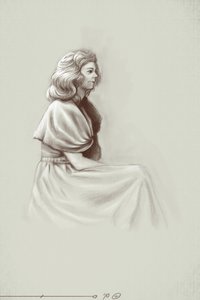 Eine junge Frau, die unter dem ersten Kaiserreich lebt, Anfang des 19. Jahrhunderts. Illustration von Alessandro Lonati, 2010 von Alessandro Lonati