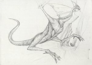 Fantastische Kreatur: Ein Drache Bleistiftskizze von Alessandro Lonati von Alessandro Lonati