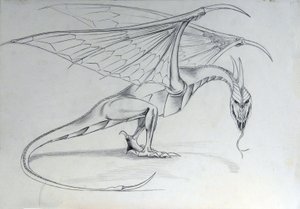 Fantastisches Wesen: Drache. Skizze von Alessandro Lonati von Alessandro Lonati