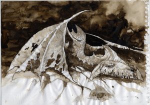 Illustration eines fantastischen und legendären Tieres: tote Drachenleiche.