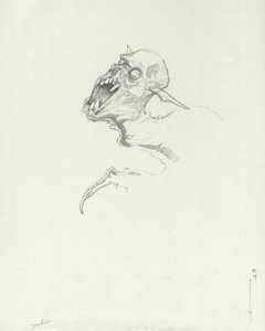 Legendäre Kreatur: Chupacabra, südamerikanischer Vampir Zeichnung von Alessandro Lonati von Alessandro Lonati