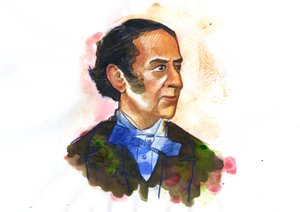 Porträt von Claude-Henri de Rouvroy, Comte de Saint-Simon (1760-1825), Philosoph und Ökonom - Illustration von Alessandro Lonati