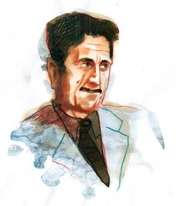 Porträt des englischen Schriftstellers und Journalisten George Orwell