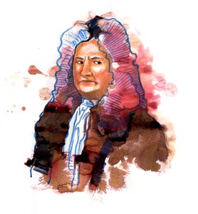 Porträt von Isaac Newton (1642-1727) Philosoph, Mathematiker, Physiker, Alchemist, Astronom und Theologe