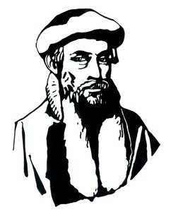 Porträt von Johannes Gutenberg (1400-1468) Illustration von Alessandro Lonati von Alessandro Lonati