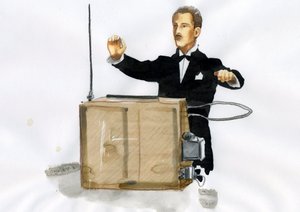 Porträt von Lev Sergejewitsch Termen (Leon Theremin) (1896-1993), Erfinder des Theremins, des ersten elektronischen Musikinstruments von Alessandro Lonati