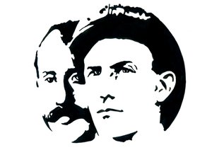 Porträt von Orville (1871-1948) und Wilbur Wright (1867-1912), amerikanische Pioniere der Luftfahrt. von Alessandro Lonati