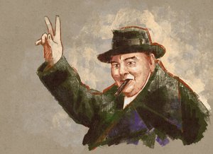 Porträt von Sir Winston Leonard Spencer Churchill (Illustration)