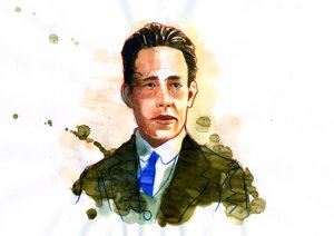 Porträt des dänischen Atom- und Kernphysikers Niels Bohr (1885-1962) Illustration von Alessandro Lonati