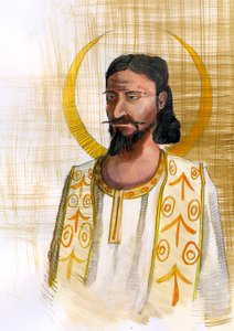 Darstellung des Propheten Mani, Gründer des Manichäismus (216-276) - Illustration von Alessandro Lonati