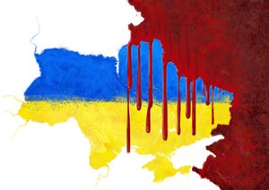 Ukraine von Russland blutig geschlagen (Illustration)