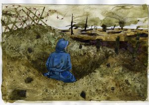 Erster Weltkrieg: Ein haariger Mann im Schützengraben von Alessandro Lonati
