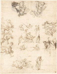 Ein unterteiltes Deckengemälde mit Allegorien und Mythen von Alessandro Maganza