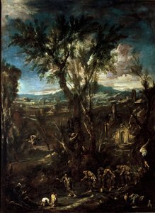 Fantastische Landschaft mit Mönchen von Alessandro Magnasco
