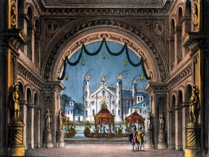 Bühnenbild von Sanquirico für die Oper „La straniera“ von Vincenzo Bellini von Alessandro Sanquirico