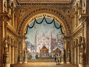 Bühnenbild von Alessandro Sanquirico für La Straniera (Die Fremde), Oper von Vincenzo Bellini von Alessandro Sanquirico