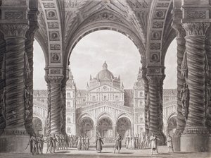 Bühnenbild für die Opera seria I due Valdomiri von Peter Winter. Teatro alla Scala, 1818 von Alessandro Sanquirico