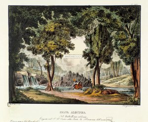 Der Wald der Sibylle Albunea Bühnenbild für die Aufführung des Operndramas „Enea nel Lazio“ (1799) von Giuseppe Sarti von Alessandro Sanquirico