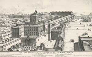 Palast des Papstes auf dem Quirinalshügel, auch bekannt als Monte Cavallo, Zeichnung und Gravur von Alessandro Specchi (1668-1729), Italien von Alessandro Specchi
