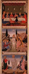 Szenen des Letzten Abendmahls, der Taufe Christi und der Himmelfahrt, Tafel zwei aus dem Silberschatz von Santissima Annunziata, ca. 1450-53 von Alessio Baldovinetti