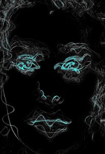 Blaue Augen Gesicht, 2020 von Alex Caminker