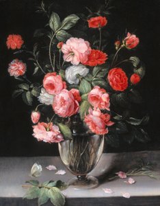 Stillleben mit Blumen in einer Glasvase