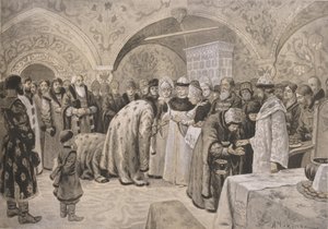 Willkommen bei der Zarin nach der Ostermatins von Alexander Andreyevich Chikin