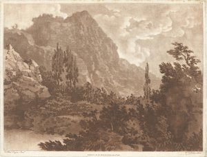 Eine zweite Zeichnung, die aus dem gleichen Klecks gemacht wurde von Alexander Cozens and William Pether