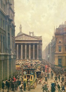 Die Rush Hour bei der Royal Exchange von der Queen Victoria Street, 1904 von Alexander Friedrich Werner