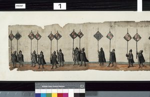 Detail aus dem Huntly-Begräbniszug, gesagt, dass es für die Trauerfeierlichkeiten von George 1., Marquess of Huntly, verwendet wurde