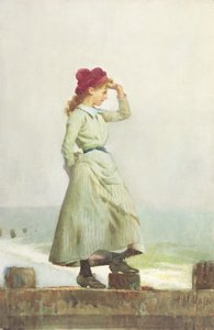 Junges Mädchen auf der Seemauer von Alexander M. Rossi