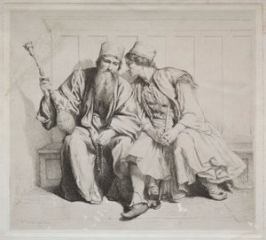 Junger Grieche im Gespräch mit einem Priester von Alexander Munro