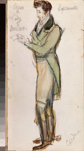 Kostümentwurf für einen jungen Mann für die Oper "Eugen Onegin" von Pjotr Tschaikowski - Werk von Alexander Sredin (1872-1934) von Alexander Sredin