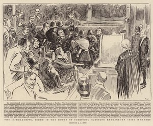 Die schändliche Szene im Unterhaus, Ausweisung widerspenstiger irischer Mitglieder von Alexander Stuart Boyd