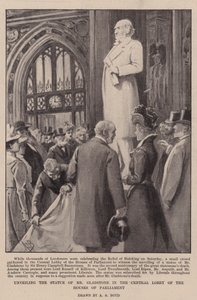 Enthüllung der Statue von Mr. Gladstone in der zentralen Lobby des Parlaments