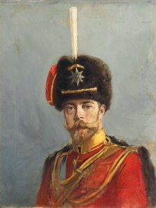 Studie für ein Porträt von Kaiser Nikolaus II., Chef des Garde-Husaren-Regiments, ca. 1908 von Alexander Vladimirovich Makovsky
