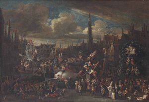 Der Ommegang in Antwerpen am Meir von Alexander van Bredael