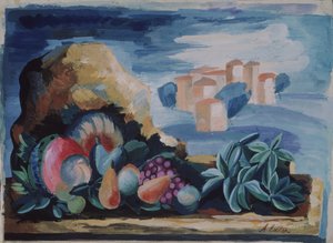 Stillleben mit Landschaft, 1930er
