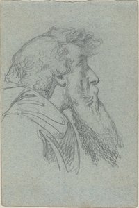 Bärtiger Mann, der nach oben schaut / Umhangfigur mit erhobenen Armen von Alexandre Bida