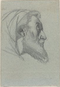 Bärtiger Mann im Profil (recto) / Frau, die nach oben schaut (verso) von Alexandre Bida