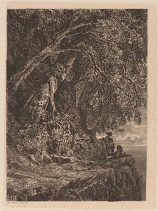 Paar ruht auf einer Klippe von Alexandre Calame