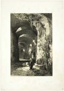 Ruine eines Amphitheaters in Pouzzoles (Königreich Neapel), Tafel 9 aus Oeuvres de A. Calame von Alexandre Calame