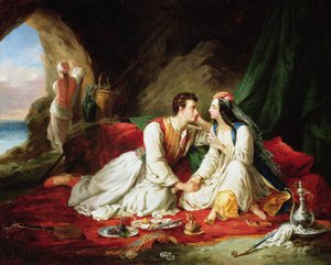 Byron als Don Juan, mit Haidee, 1831 von Alexandre Colin